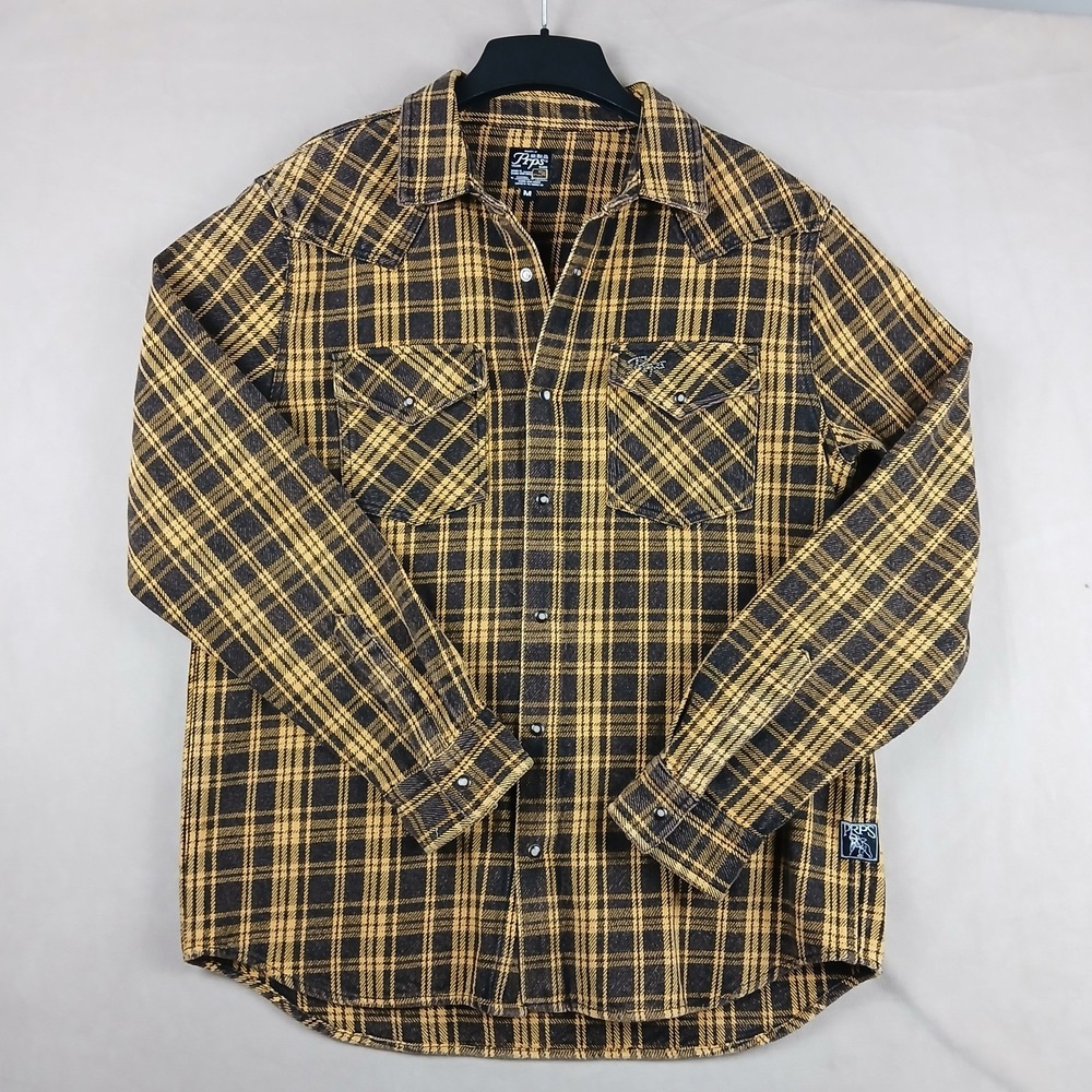 PRPS Medium Mens Shirt Flannel Heavyweight 22x28 Western Snap Cowboy Hip Hop